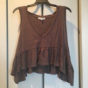 Plum ruffle high low tank top
